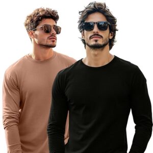 Veirdo® Pure Cotton Round Neck Regular Fit Solid Full Sleeve T-Shirt Combo for Men & Boys (Pack of 2 Available in Size S to 2XL)